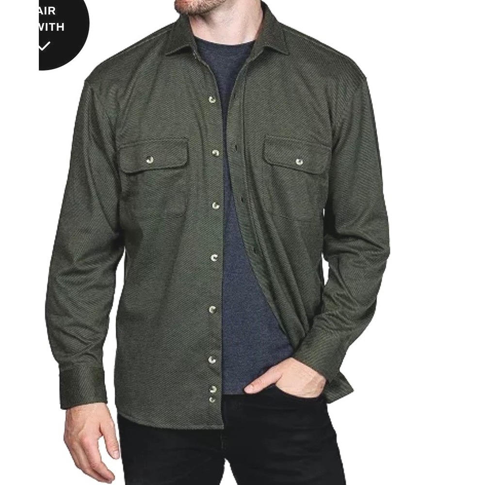 Tailorbyrd 2XL Flannel Shirt Long Sleeve Olive Green Chambray